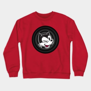 Felix the Cat Winking Cat Cartoon Black White Red Retro TV Circle Crewneck Sweatshirt